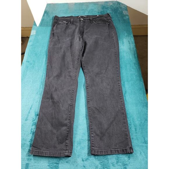 Levis 505 Jeans Sz 16 Short Womens Black Stretch Denim Pants Mid Rise Straight - Picture 2 of 15